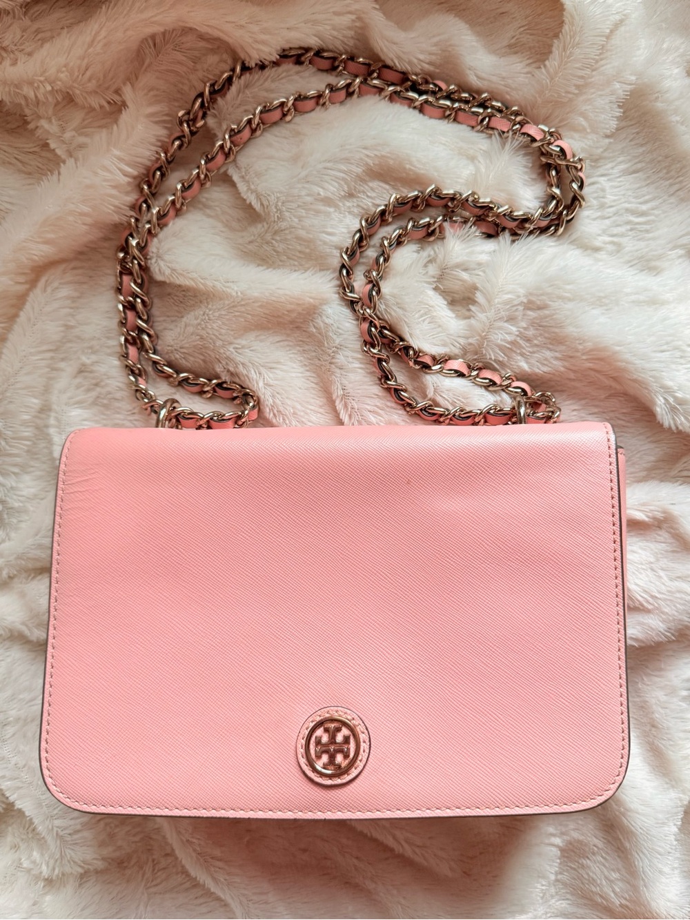 Tory Burch Blush Pink Leather Chain Shoulder Bag